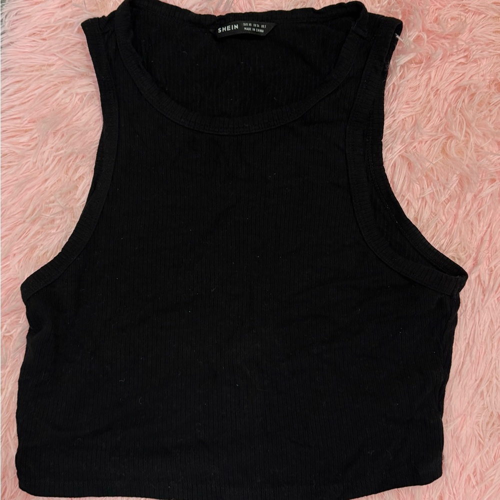 Black Ribbed Tank Top